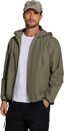COOFANDY Men's Packable Rain Jacket Lightweight Waterproof Raincoat with Hood Travel Hiking Golf Windbreaker S-XXL