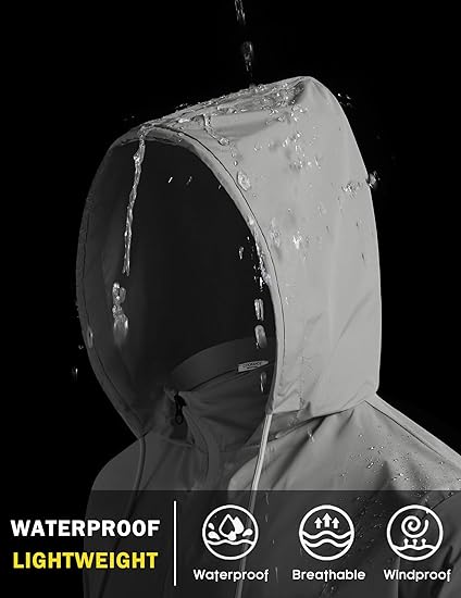COOFANDY Men's Packable Rain Jacket Lightweight Waterproof Raincoat with Hood Travel Hiking Golf Windbreaker S-XXL