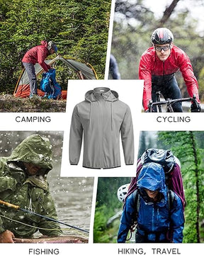 COOFANDY Men's Packable Rain Jacket Lightweight Waterproof Raincoat with Hood Travel Hiking Golf Windbreaker S-XXL