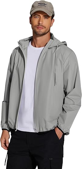 COOFANDY Men's Packable Rain Jacket Lightweight Waterproof Raincoat with Hood Travel Hiking Golf Windbreaker S-XXL