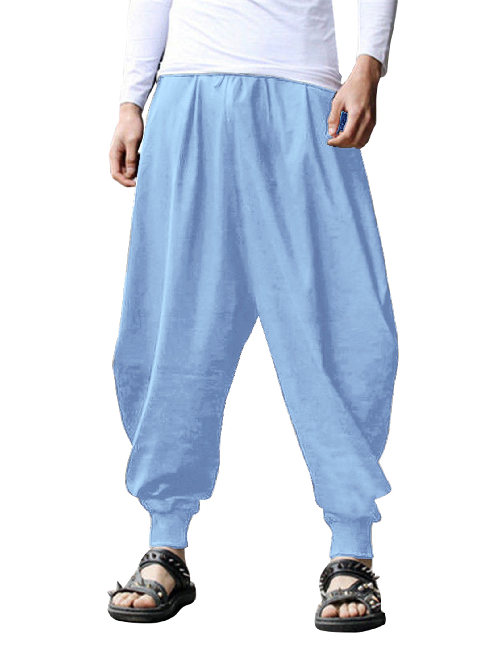COOFANDY Men Hippie Harem Pants Baggy Linen Cotton Boho Yoga Pants Summer Beach Pants Casual Drop Crotch Trouser
