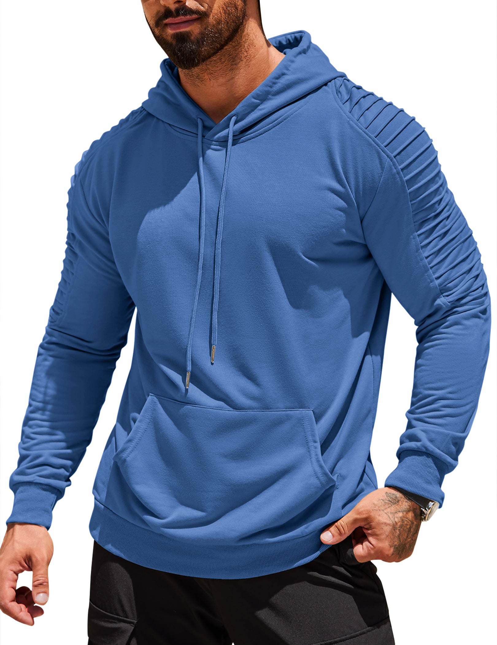 COOFANDY Mens Hoodie Sweatshirts Casual Drawstring Hoodies Fashion Hooded Collar Athletic Pullover with Pocket