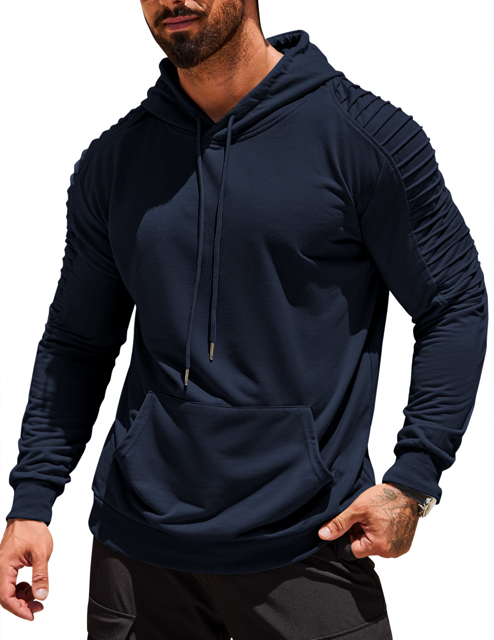 COOFANDY Mens Hoodie Sweatshirts Casual Drawstring Hoodies Fashion Hooded Collar Athletic Pullover with Pocket