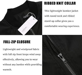 COOFANDY Men Bomber Jacket Lightweight Windbreaker Jackets Casual Softshell Flight Fashion Winter Fall Coat with Pocket S-XXL