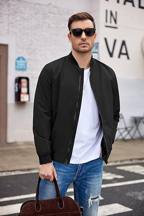 COOFANDY Men Bomber Jacket Lightweight Windbreaker Jackets Casual Softshell Flight Fashion Winter Fall Coat with Pocket S-XXL