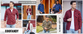 COOFANDY Men's Flannel Plaid Shirts Long Sleeve Casual Cotton Button Down Shirts S-XXL