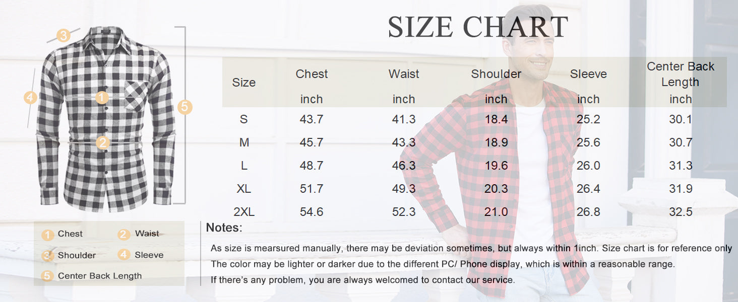 COOFANDY Men's Flannel Plaid Shirts Long Sleeve Casual Cotton Button Down Shirts S-XXL