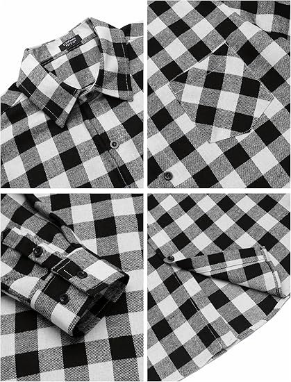 COOFANDY Men's Flannel Plaid Shirts Long Sleeve Casual Cotton Button Down Shirts S-XXL