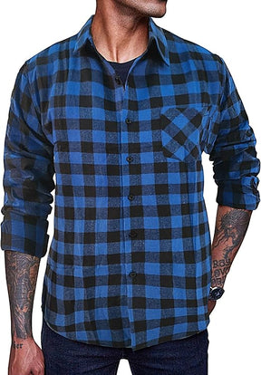 COOFANDY Men's Flannel Plaid Shirts Long Sleeve Casual Cotton Button Down Shirts S-XXL