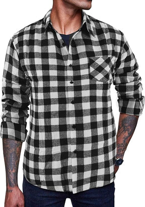 COOFANDY Men's Flannel Plaid Shirts Long Sleeve Casual Cotton Button Down Shirts S-XXL
