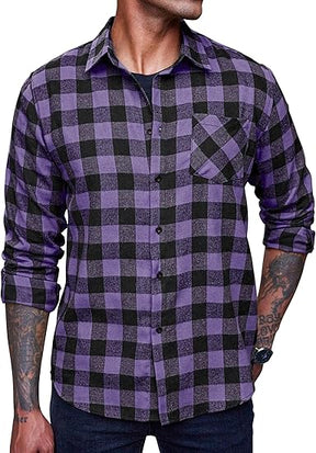 COOFANDY Men's Flannel Plaid Shirts Long Sleeve Casual Cotton Button Down Shirts S-XXL