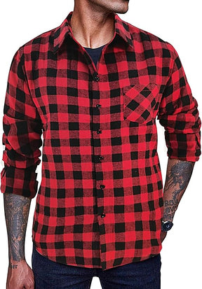 COOFANDY Men's Flannel Plaid Shirts Long Sleeve Casual Cotton Button Down Shirts S-XXL