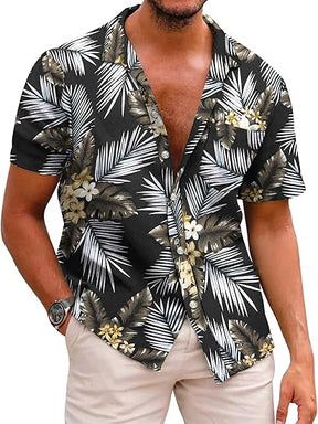 COOFANDY Mens Hawaiian Shirts Short Sleeve Casual Button Down Tropical Beach Shirt S-4XL