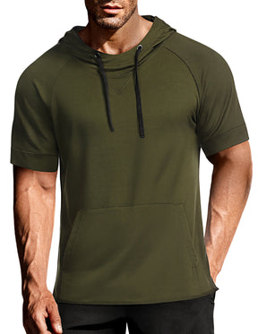 COOFANDY Men's Short Sleeve Hoodie Workout Gym Sweatshirt Muscle Fit Fashion Athletic Hoodies Pullover Cotton Hooded T-Shirts