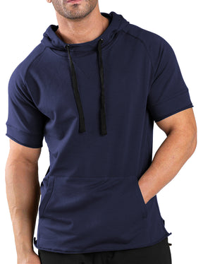 COOFANDY Men's Short Sleeve Hoodie Workout Gym Sweatshirt Muscle Fit Fashion Athletic Hoodies Pullover Cotton Hooded T-Shirts
