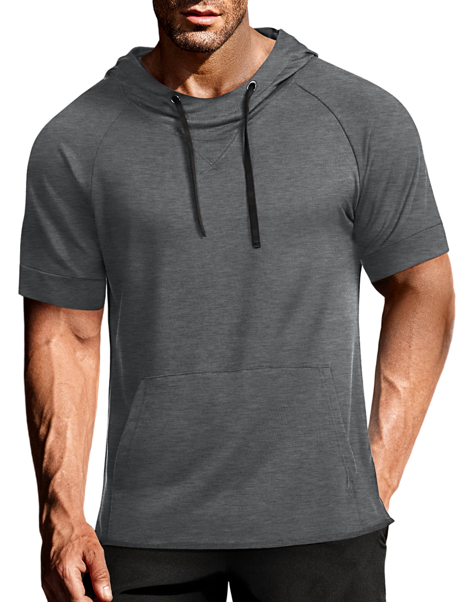 COOFANDY Men's Short Sleeve Hoodie Workout Gym Sweatshirt Muscle Fit Fashion Athletic Hoodies Pullover Cotton Hooded T-Shirts