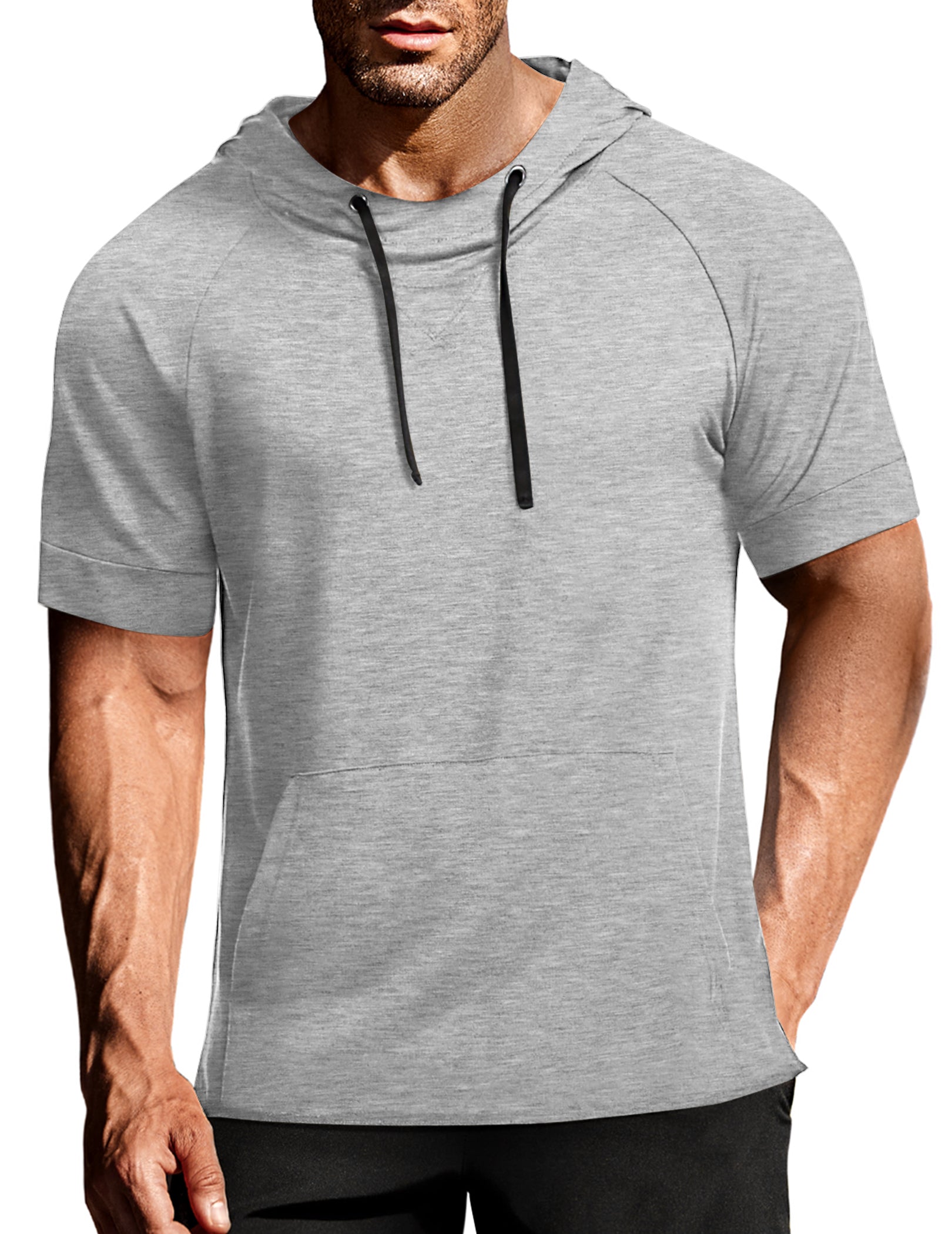 COOFANDY Men's Short Sleeve Hoodie Workout Gym Sweatshirt Muscle Fit Fashion Athletic Hoodies Pullover Cotton Hooded T-Shirts