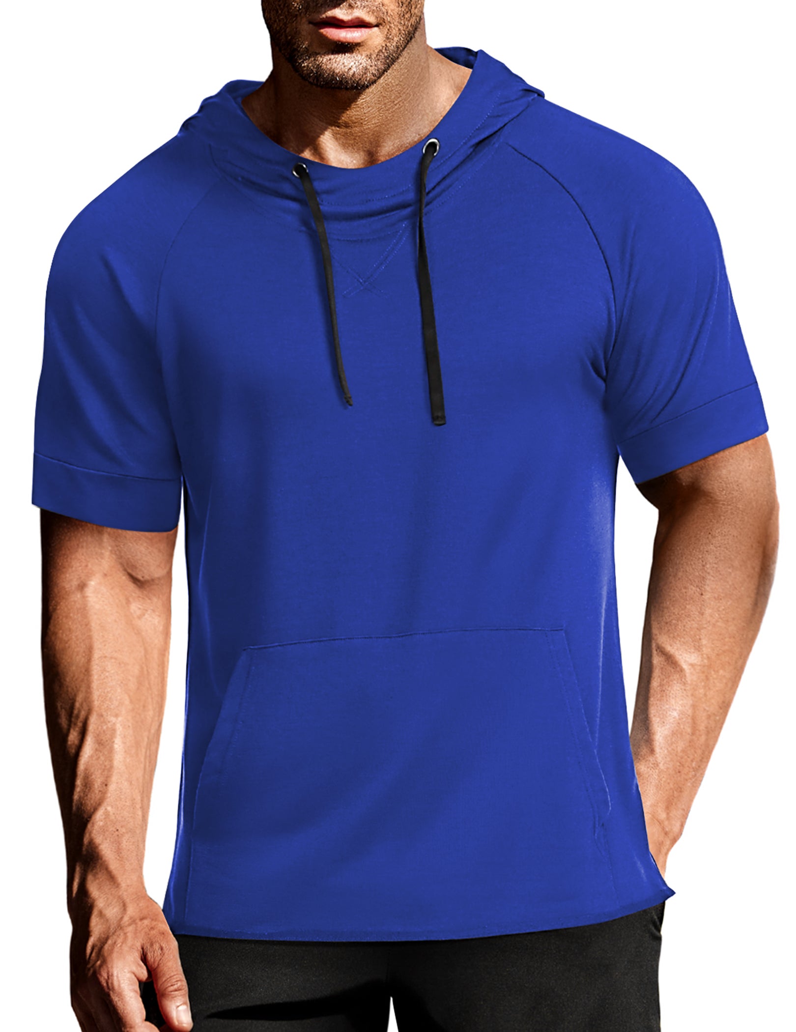 COOFANDY Men's Short Sleeve Hoodie Workout Gym Sweatshirt Muscle Fit Fashion Athletic Hoodies Pullover Cotton Hooded T-Shirts
