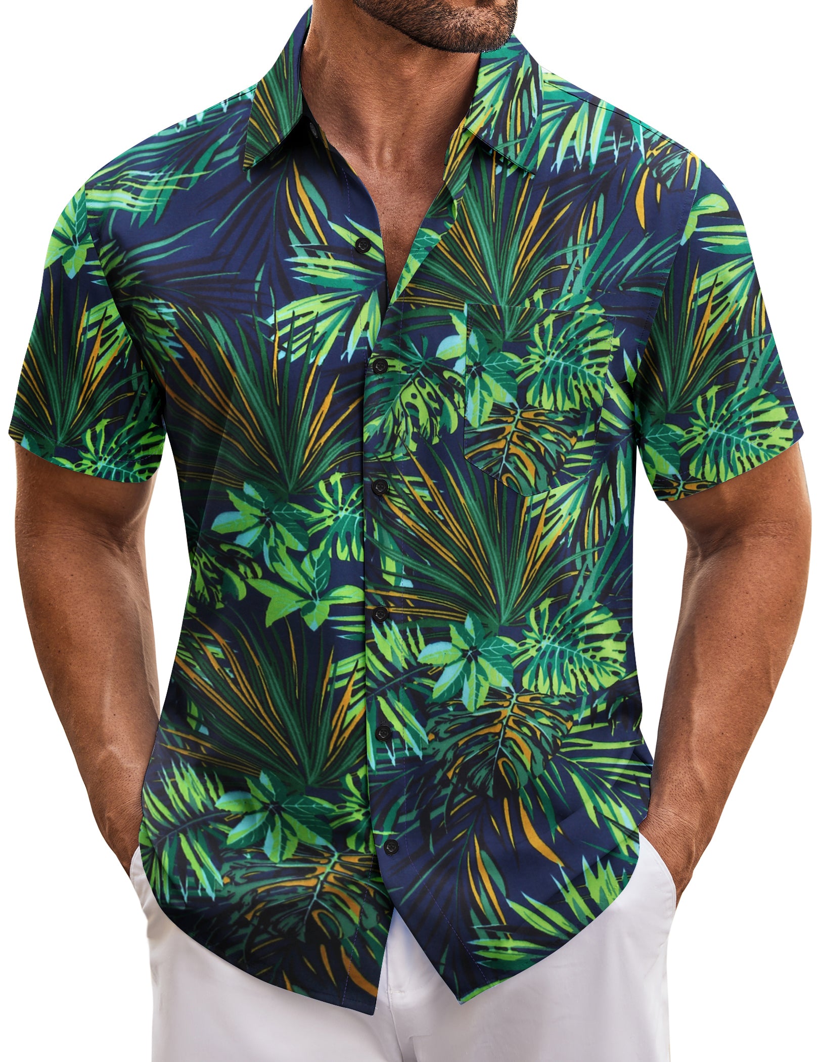 COOFANDY Mens Hawaiian Tropical Short Sleeve Casual Button Down Floral Summer Beach Shirts with Pocket
