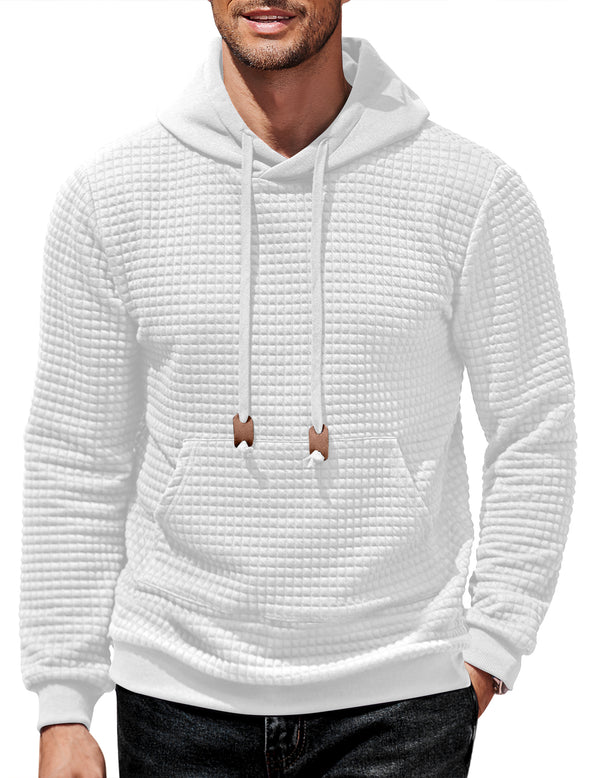 COOFANDY Mens Hoodies Sweatshirts Long Sleeve Fashion Waffle Knit Pullover Hoodie with Pocket