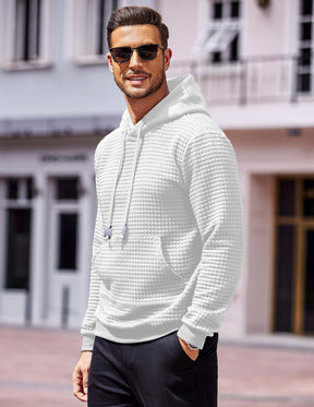 COOFANDY Mens Hoodies Sweatshirts Long Sleeve Fashion Waffle Knit Pullover Hoodie with Pocket