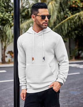 COOFANDY Mens Hoodies Sweatshirts Long Sleeve Fashion Waffle Knit Pullover Hoodie with Pocket