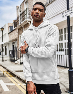 COOFANDY Mens Hoodies Sweatshirts Long Sleeve Fashion Waffle Knit Pullover Hoodie with Pocket