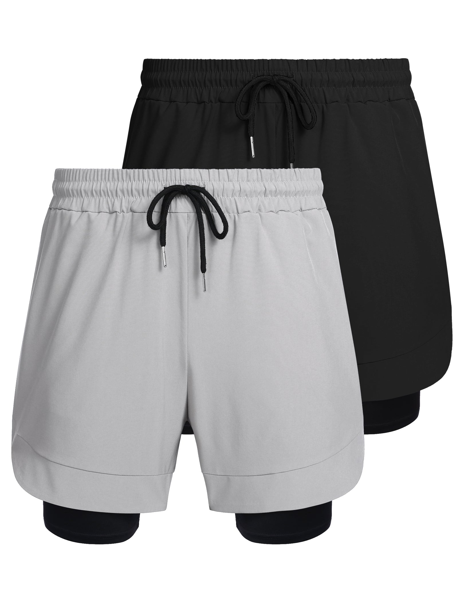 COOFANDY Men's 2 Pack Running Shorts 2 in 1 Workout Shorts Quick Dry Gym Training Athletic Jogger with Phone Pockets