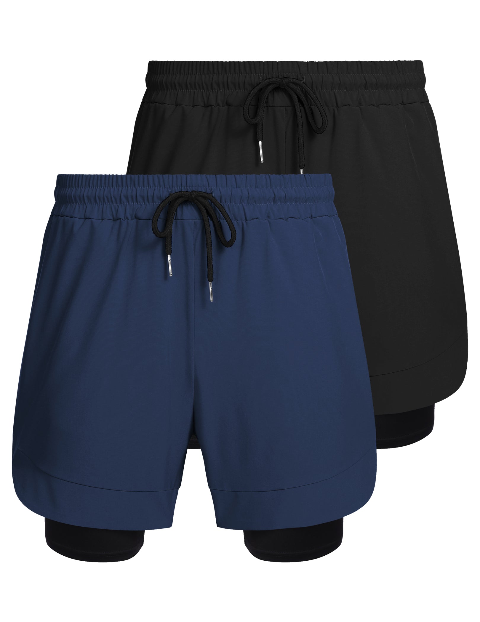 COOFANDY Men's 2 Pack Running Shorts 2 in 1 Workout Shorts Quick Dry Gym Training Athletic Jogger with Phone Pockets
