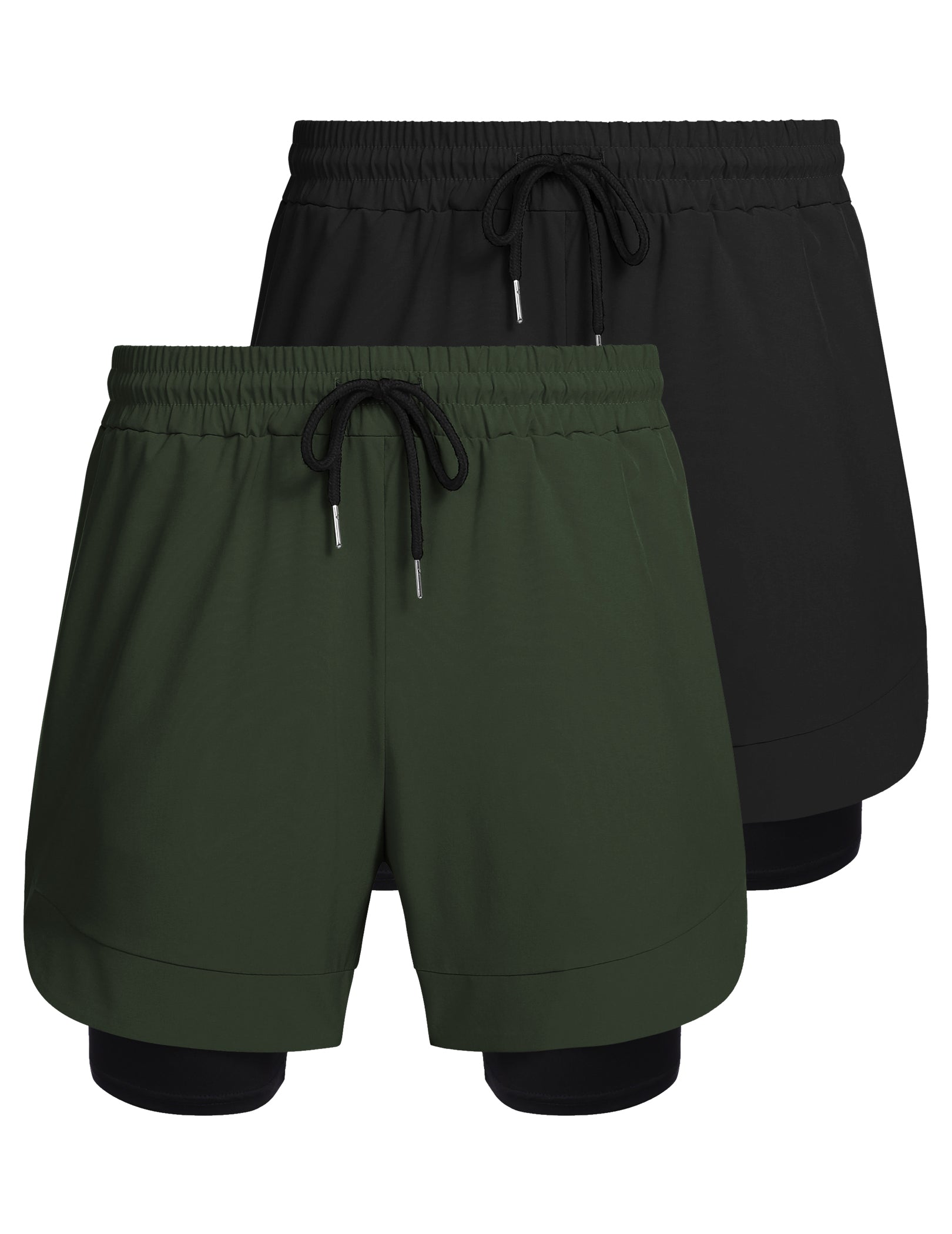 COOFANDY Men's 2 Pack Running Shorts 2 in 1 Workout Shorts Quick Dry Gym Training Athletic Jogger with Phone Pockets