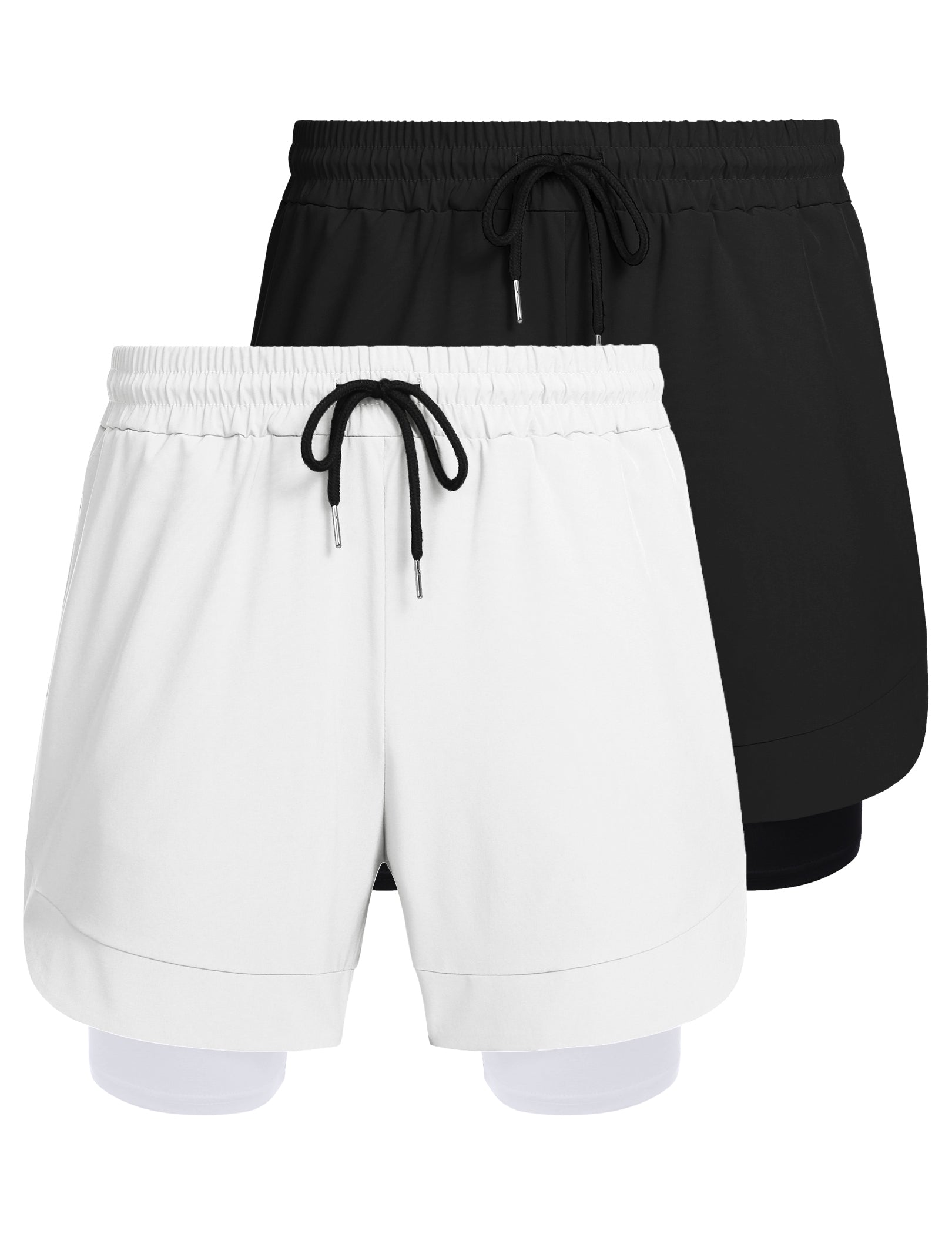 COOFANDY Men's 2 Pack Running Shorts 2 in 1 Workout Shorts Quick Dry Gym Training Athletic Jogger with Phone Pockets