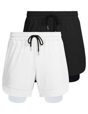 COOFANDY Men's 2 Pack Running Shorts 2 in 1 Workout Shorts Quick Dry Gym Training Athletic Jogger with Phone Pockets