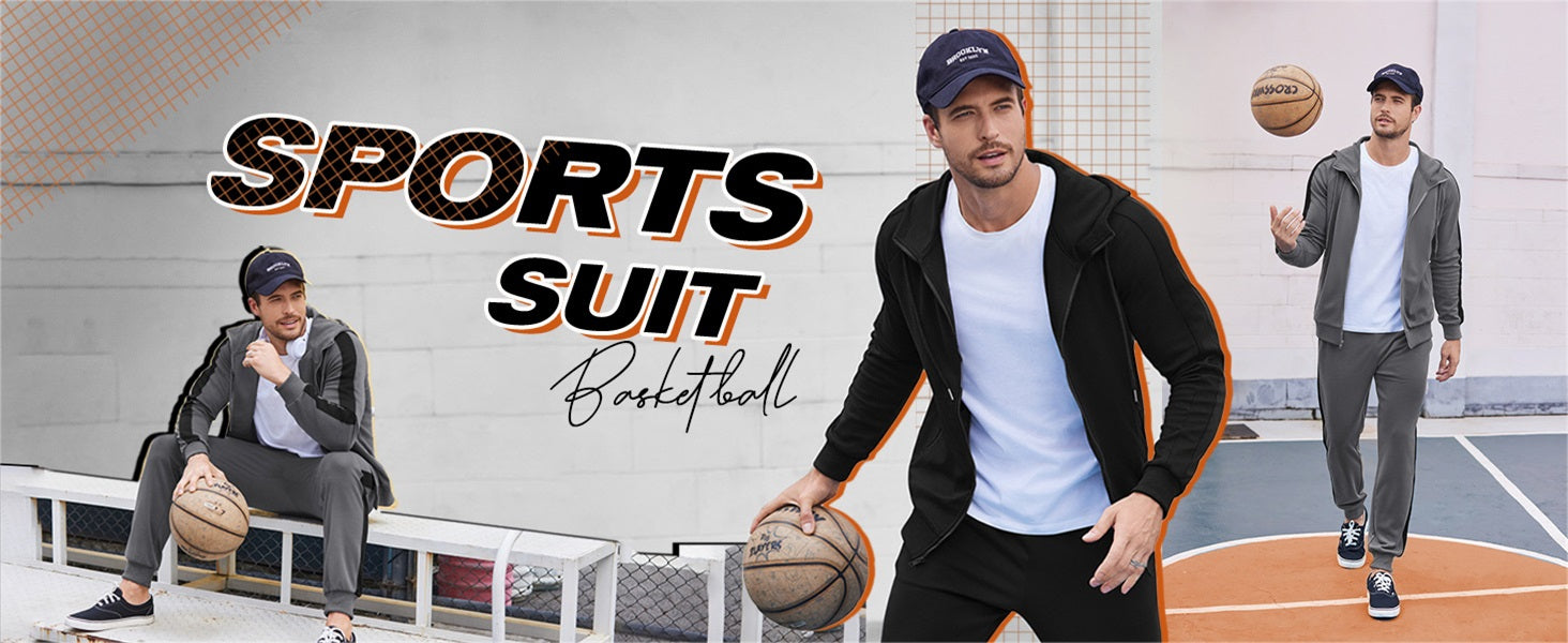 COOFANDY Tracksuit Mens with Zipper Pockets Full Zip Hoodie Sweatsuit 2 Pieces Running Jogging Sports Casual Sweat Suits S-XXL