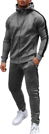 COOFANDY Tracksuit Mens with Zipper Pockets Full Zip Hoodie Sweatsuit 2 Pieces Running Jogging Sports Casual Sweat Suits S-XXL