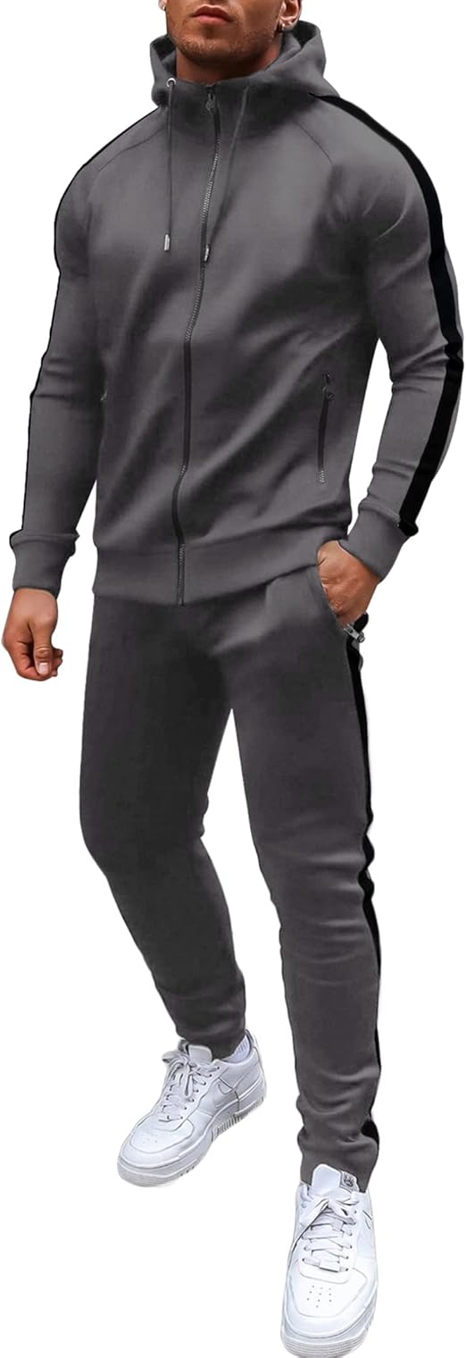 COOFANDY Tracksuit Mens with Zipper Pockets Full Zip Hoodie Sweatsuit 2 Pieces Running Jogging Sports Casual Sweat Suits S-XXL