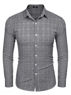 Classic Regular Fit Plaid Shirt (US Only) Shirts coofandy Black S 