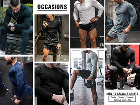 COOFANDY Men's 2 Pack Muscle T-Shirt Stretch Long Sleeve Gym Workout Bodybuilding Training Tee Shirts Casual Hipster Tops