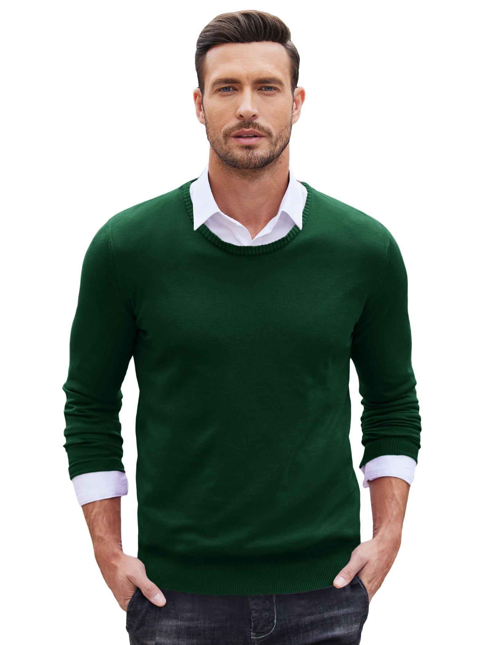 COOFANDY Men's Dress Crew Neck Sweater Lightweight Sweatshirts Knitted Pullover Casual Fashion Long Sleeve Sweater