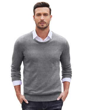 COOFANDY Men's Dress Crew Neck Sweater Lightweight Sweatshirts Knitted Pullover Casual Fashion Long Sleeve Sweater