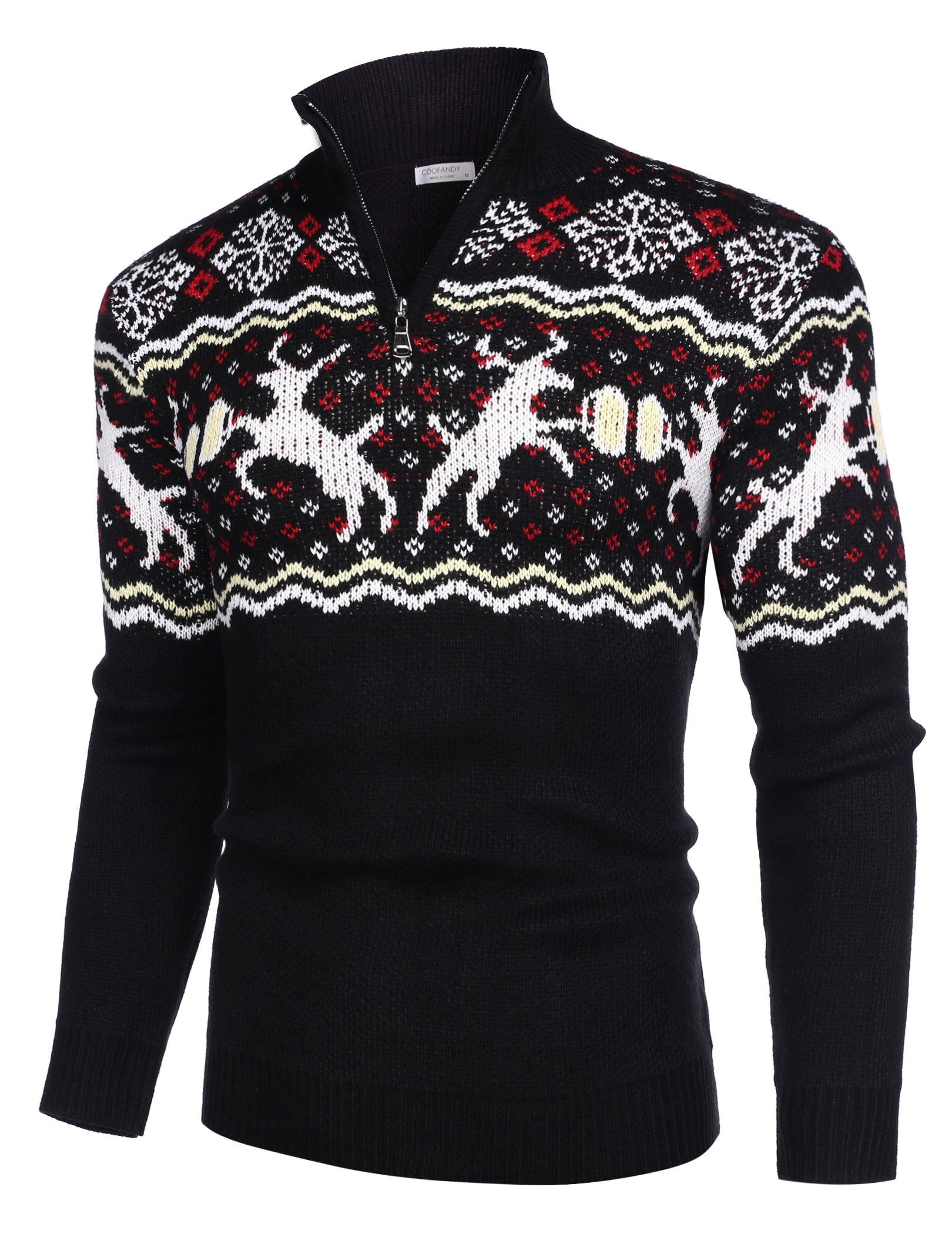 COOFANDY Men's Quarter Zip Pullover Sweater Casual Zip Up Polo Sweater Knit