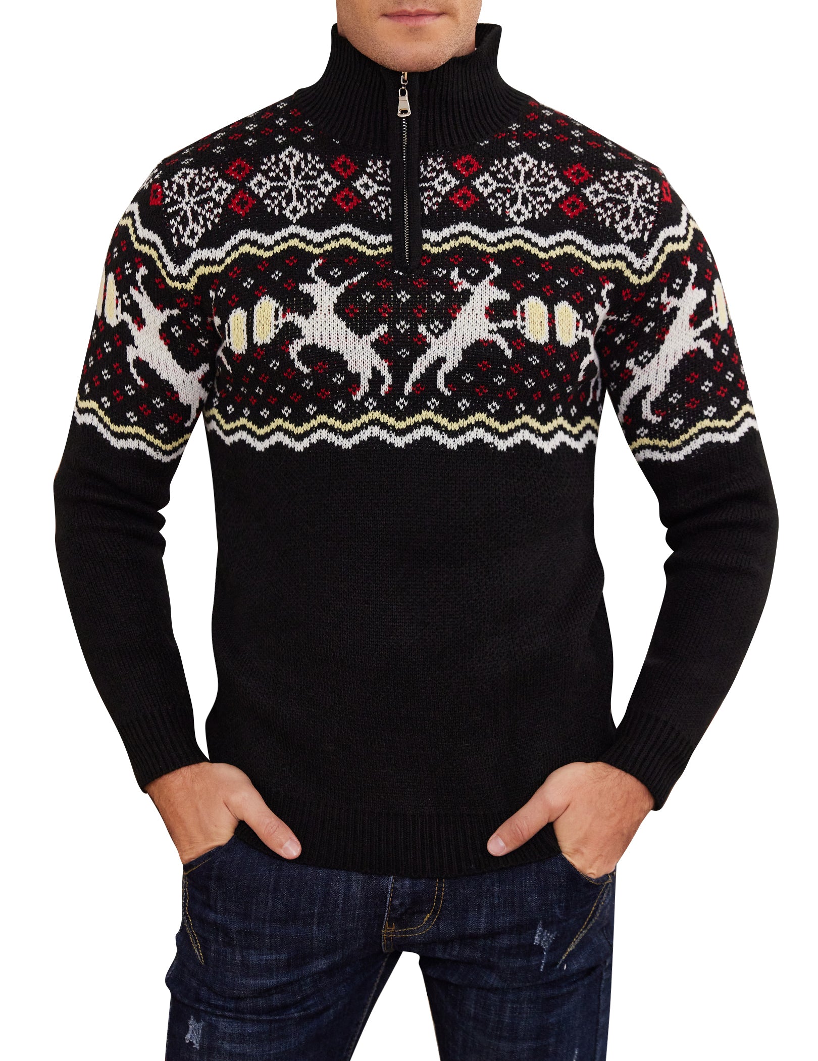 COOFANDY Men's Quarter Zip Pullover Sweater Casual Zip Up Polo Sweater Knit