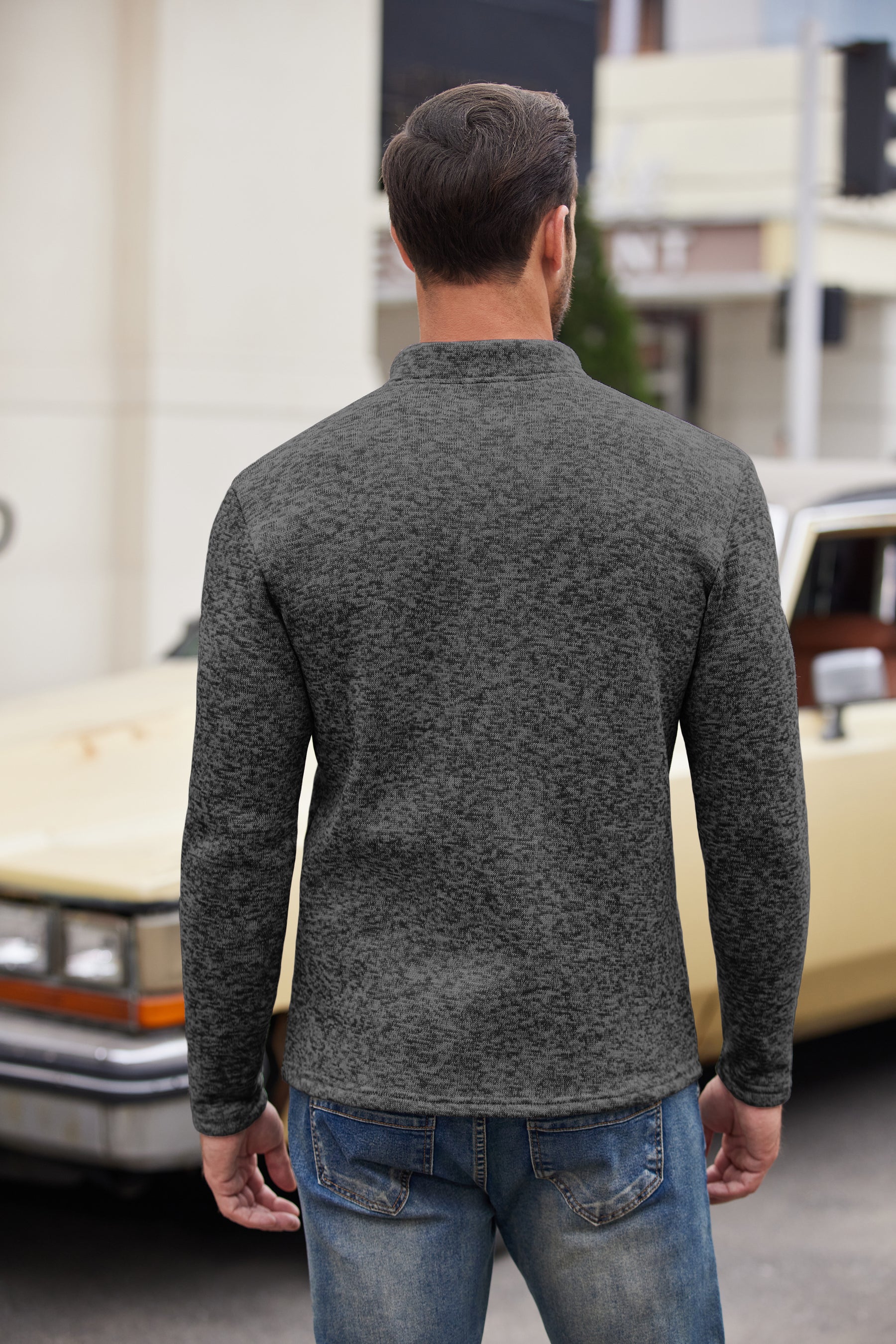 COOFANDY Men's Casual Henley Pullover Thermal Fleece Slim Fit Sweater