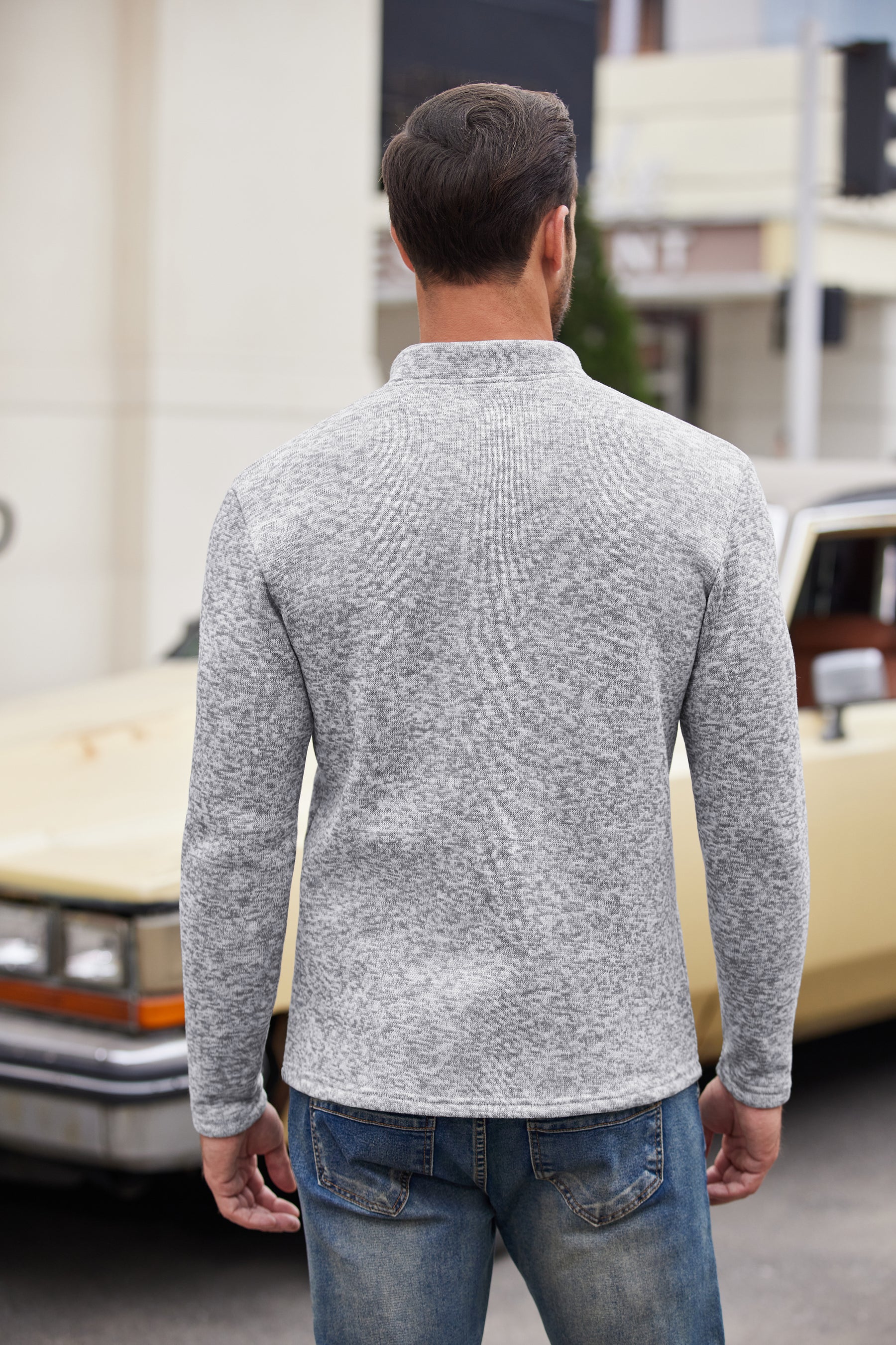 COOFANDY Men's Casual Henley Pullover Thermal Fleece Slim Fit Sweater