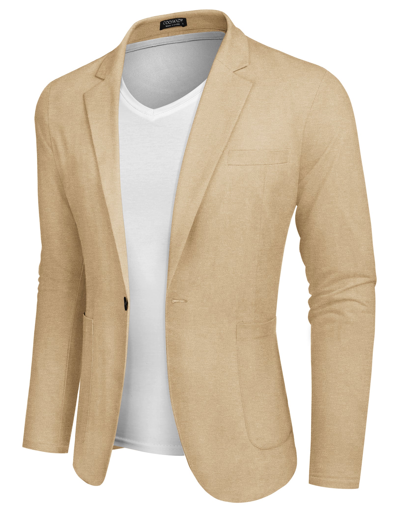 COOFANDY Men's Casual Linen Blazer Lightweight Regular Fit Sport Coat One Button Suit Jacket