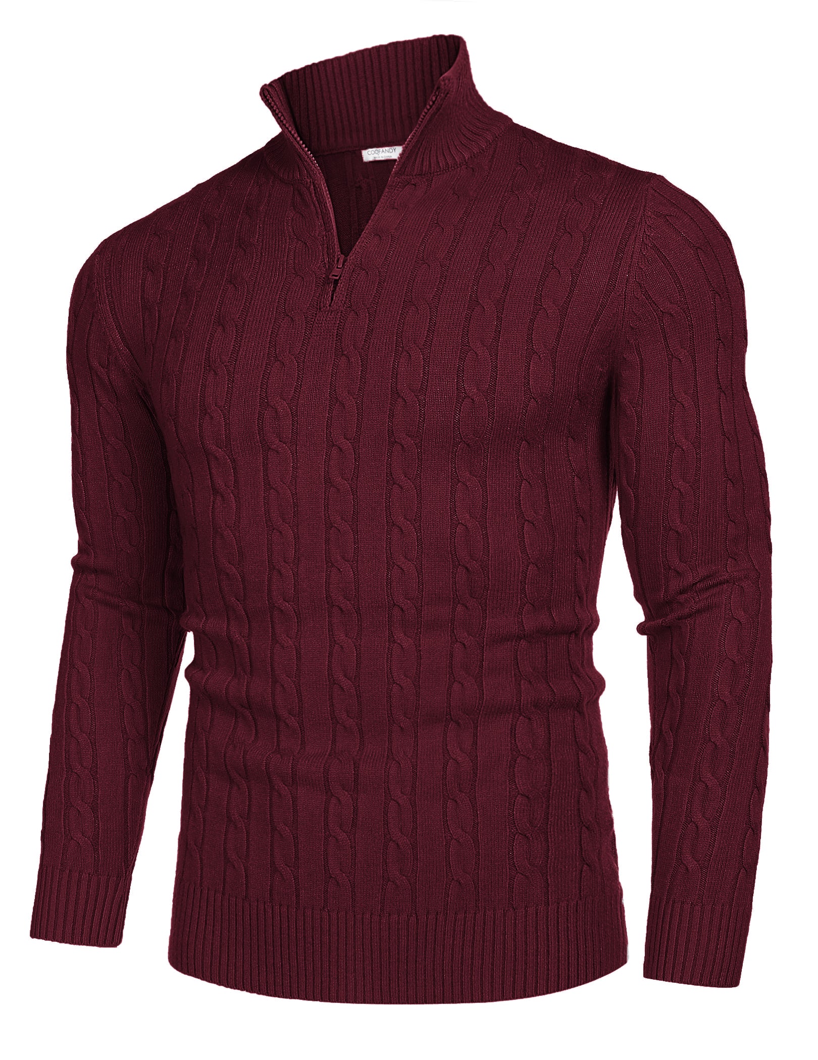 COOFANDY Men's Quarter Zip Sweater Slim Fit Casual Knitted Turtleneck Pullover Mock Neck Polo Sweater