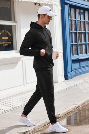 COOFANDY Men's Tracksuit 2 Piece Hoodie Sweatsuit Sets Casual Athletic Jogging Suits Waffle Plaid Jacquard Outfits