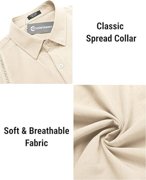 COOFANDY Mens Short Sleeve Cuban Guayabera Shirt Casual Summer Beach Button Down Shirts S-XXXL