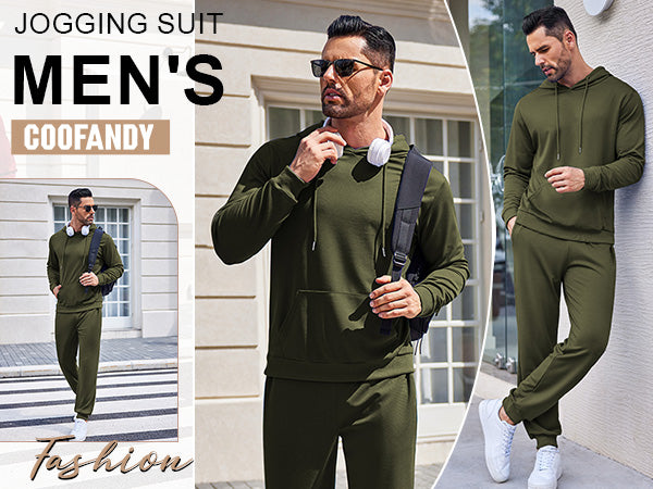 COOFANDY Sweatsuits for Men 2 Piece Tracksuit Casual Athletic Jogging Suit Hooded Set