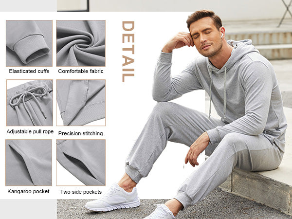 COOFANDY Sweatsuits for Men 2 Piece Tracksuit Casual Athletic Jogging Suit Hooded Set