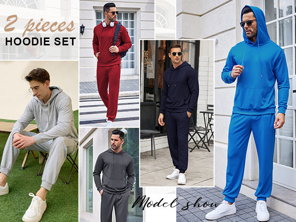 COOFANDY Sweatsuits for Men 2 Piece Tracksuit Casual Athletic Jogging Suit Hooded Set
